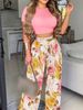 Women's Casual Short Sleeve T-Shirt And Pants Set Thin Polyester Spring/Autumn Summer Fashion Top And Bottom Ensemble_ecoleips.com