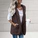 Women's Bubble Fleece Hooded Vest Sleeveless Open Front Cardigan - Oversized Casual Layering Piece For Autumn & Winter_ecoleips.com