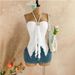Women's Clothing Women's Halter Neck Tank Top Mesh Irregular Hem Metallic Decoration Style For Formal & Casual For Women_ecoleips.com