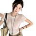 Korean Micro-transparent Short-sleeved T-shirt Women's Summer Design Sense Niche Bow Backless Thin Sweet Spice Girl Short Top_ecoleips.com