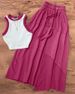 Women's Clothing Printed Sleeveless Top & A-Line Skirt Set – Stylish Office Wear, Polyester Blend_ecoleips.com