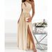 2026 New Spring Women's Clothing, Cross-Border European And American Dress, Sexy High-Waisted Slit One-Shoulder Printed_ecoleips.com