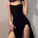Sexy Solid Color Women's Short Suspender Dress Fashion Simple Slit Irregular Style Hot Women's Clothing_ecoleips.com