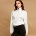 Voya Women's European And American White Pullover Hoodie, High Weight Cotton Fabric, Lazy Style,half Zipper Design, Medium To Long Length, Inner Layer_ecoleips.com