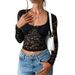 Spring & Summer Y2k Slim Fit Cut-Out Long Sleeve Lace Shirt Top_ecoleips.com