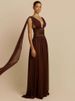 Mozision Deep V Neck Backless Sexy Maxi Dress Women Elegant Sleeveless Backless Bodycon Pleated Club Party Long Dress Female_ecoleips.com