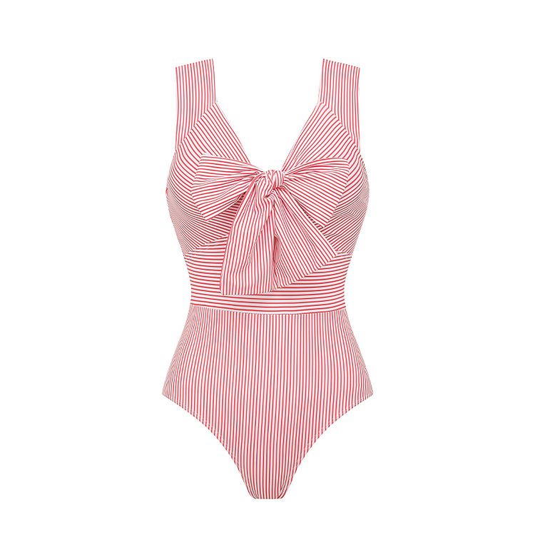 Women's Strapless 3D Floral Striped One Piece Swimsuit American Style Hot Selling Item Swimwear_ecoleips.com