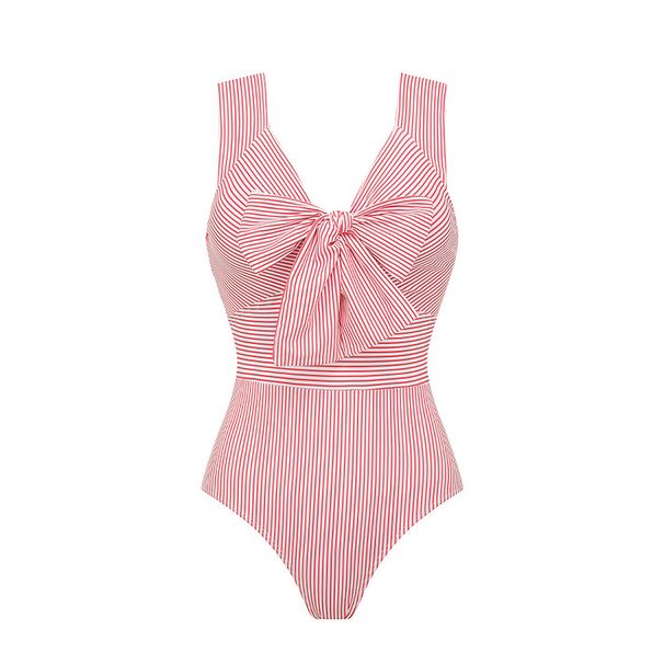 Women's Strapless 3D Floral Striped One Piece Swimsuit American Style Hot Selling Item Swimwear_ecoleips.com