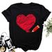 European And American Women's New Loose-fitting Heart-patterned Plus-size T-shirt For Summer_ecoleips.com