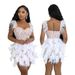 Women's Clothing New Style Beaded Feather V Neck Waist Short Dress Luxury High End Party Dress_ecoleips.com