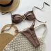 Sexy Glossy Bikini Set - Solid Color Split Swimsuit With Double Fabric, European Style Swimwear_ecoleips.com