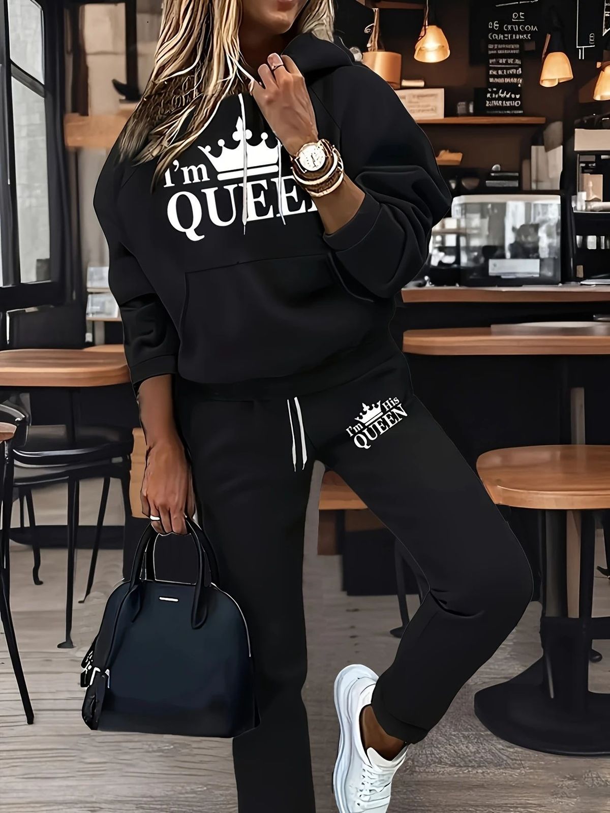Women's Letter Print Hoodie Set, Long Sleeve Pullover Sweatshirt And Elastic Waist Pants_ecoleips.com