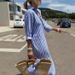 European And American Independent Station New Striped Slit Dress Summer Shirt_ecoleips.com