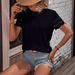 Women's Clothing Simple Solid Color V Casual Short Sleeved Shirt_ecoleips.com
