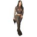Animal Print Two Piece Set Women's Fashion High Waist Jumpsuit Long Sleeve Bodycon Outfit Comfortable & Stretchy Fabric_ecoleips.com