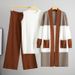 Women's Clothing Women's Autumn Knitted Vest & Wide Leg Pants Set - Elegant Office Casual Three-Piece Outfit In Black/Burgundy/Coffee/Grey/Camel_ecoleips.com