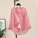 Women's Clothing Printed Striped Shirt For Women Spring And Autumn New Fashionable Loose Versatile Long Sleeved Cardigan Shirt Inner Wear_ecoleips.com
