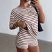 Summer New Arrival Women's Two Piece Set Patchwork round Neck Short Sleeve European American Style Casual Fashionable Shorts_ecoleips.com