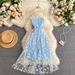 Women Dress 2026 New Summer Fashion Fairy Mesh Party Dress Korean Pop Floral Print Vacation Beach Dress Streetwear Sundress_ecoleips.com