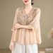 Summer Cultural-Themed Shirt With Traditional Embroidery Design; Loose-Fitting Style That Flatters The Figure; V-Neck De_ecoleips.com