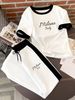 Women's Trendy Graphic Print Two-Piece Set – Summer Casual Short Sleeve Top & Shorts Outfit (White, S-XL, Comfortable Loungewear Matching Set)_ecoleips.com
