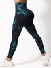 Women's Clothing Spot Seamless Tie Dye Yoga Pants Women's High Waist Peach Hip Fitness Nine Point Pants Sports Tight Bottoming Trousers_ecoleips.com