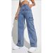 Women's Cargo Pants Stylish Loose Fit Work Pants With Multiple Pockets, Stretch Denim, High Waist, Streetwear Fashion (S-3XL, Blue)_ecoleips.com