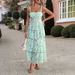 DiYun 2025 Spring/Summer European And American Style Floral Print Contrast Color Chiffon Strap Dress For_ecoleips.com