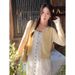 Knitted Cardigan With Camisole For Women, Yellow Short Jacket, 2025 New Spring Style, High-end Feel, Thin Hollow-out_ecoleips.com