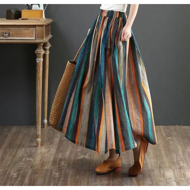 Verve Women's Fashion Ins Style Spring Summer New Versatile A-line Loose Mid-length Pleated Skirt For Women_ecoleips.com