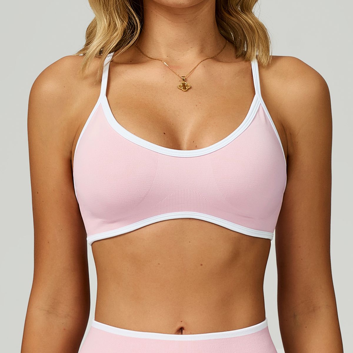 Women's Clothing Color Block Edge Seamless Sports Bra Open Back Running Yoga Top Women's Fitness Clothing 9245_ecoleips.com