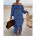 Women's Clothing New Hot Selling One Shoulder Top Slit Dress Two Piece Suit_ecoleips.com