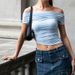 AB205 European American Women's Clothing Spring And Autumn New Ins Style Solid Color One-shoulder Long-sleeve Cropped_ecoleips.com