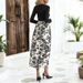 Autumn Casual Minimalist Style Semi-Turtleneck Print Panelled Long-Sleeved Dress_ecoleips.com