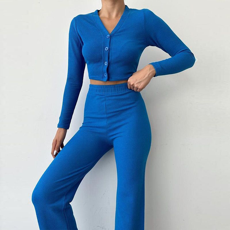 Women’s Clothing Spring Casual Suit Women's Long Sleeve Tight Cardigan Top Comfortable Shorts Home Clothing_ecoleips.com