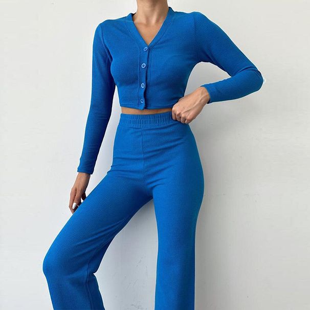 Women’s Clothing Spring Casual Suit Women's Long Sleeve Tight Cardigan Top Comfortable Shorts Home Clothing_ecoleips.com