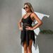 Women's Solid Color Mesh Bikini Set UPF 50+ Sun Protection Swimwear with Soft Padded Cups Black S-3XL_ecoleips.com