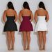Women's V-Neck Halter Backless Mini Dress – Crinkle Textured Bodycon (S-XXL, Black/Burgundy/White)_ecoleips.com