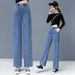 Women's Wide-Leg Jeans, New Spring Autumn Style, Elastic Waist, Loose Fit, Casual Straight Pants For And Junior High_ecoleips.com