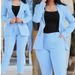 2025 Cross-Border Women's Solid Color Slim-Fit Casual Fashion Waist-Cinching Double-Breasted Two-Piece Suit Set Black_ecoleips.com