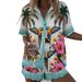 Women's Resort Style Printed Collared Shirt And Shorts Set Short Sleeve Summer Outfit_ecoleips.com