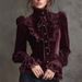 Aria Basics Aria Basics European And American Gothic Loose-Fit Dress Velvet Fabric Vintage Long-Sleeve Shirt_ecoleips.com