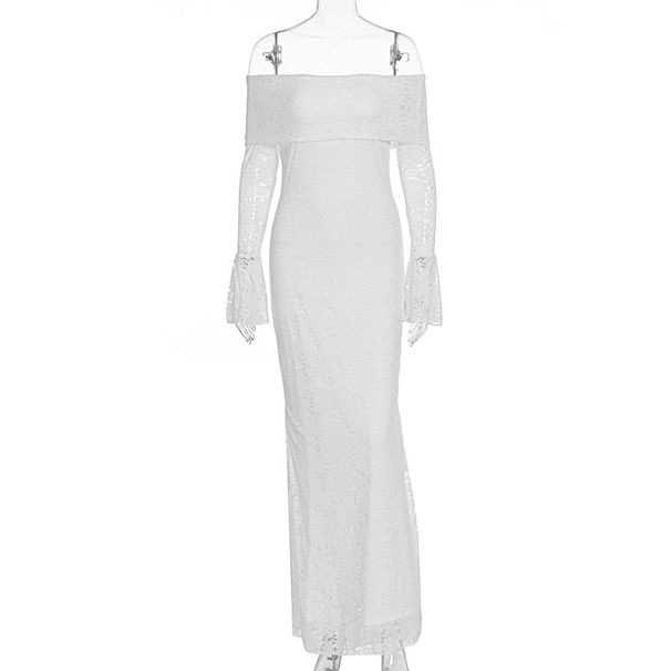 Women's Clothing Women's Long Dress Off Shoulder Lace Long Sleeve Sexy Evening Dress For Formal & Casual For Women_ecoleips.com