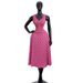 Women's Elegant V-Neck Printed Top And Skirt Set Sleeveless Tie Waist Spring Summer Thin Polyester_ecoleips.com