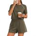 Women's Summer Shorts Set – Stretchy Round-Neck Top & Pocket Shorts (Black/Navy/6 Colors) – Gym, Running & Casual Outfits_ecoleips.com