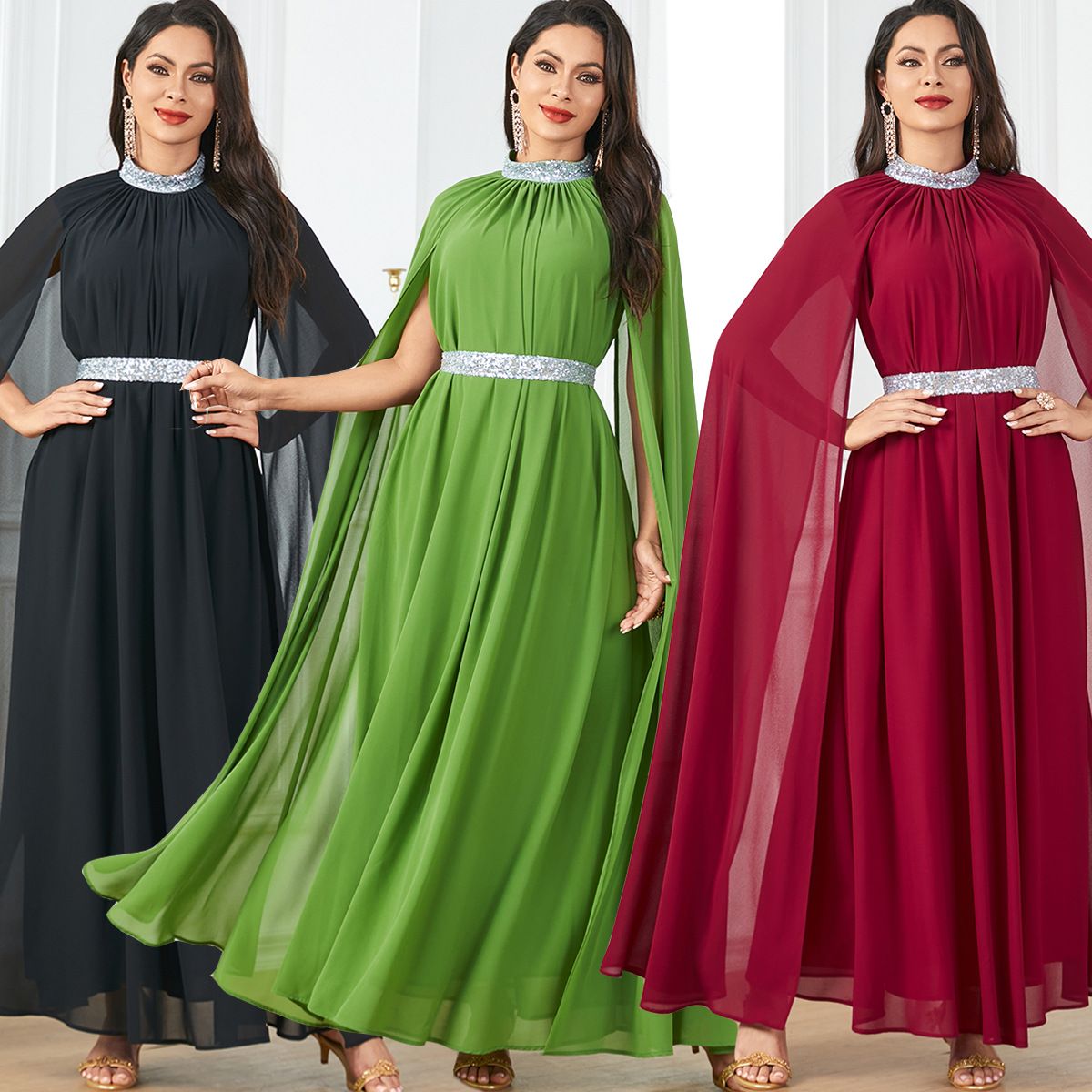 3840 Turkish Muslim Evening Fashionable Dress, Kaftan, Arabic Clothing, Dubai Robe, Women's Clothing_ecoleips.com