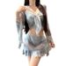 Women's Tie Dye Two Piece Swimsuit Set Long Sleeved Bikini Sexy Fashionable Hot Springs Perfect Four Piece Sexy And Innocent Style_ecoleips.com