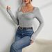 Voya 2026 Cross-Border Women's Clothing Simple Design Square Neck T-Shirt Spring/Summer Slim Fit Versatile Slimming_ecoleips.com