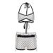 Summer Sexy Bikini Women's Polka Dot Color Block Halter Neck Set Shorts Three Piece Beach Vacation Style_ecoleips.com