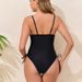 Women's Clothing Sexy Backless One-Piece Swimsuit -Embrace Confidence By The Water Triangle Drawstring Design (Black, Solid Color)_ecoleips.com